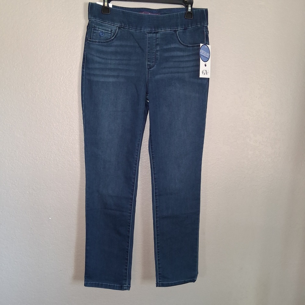 Gloria Vanderbilt Pull On Jean Women M Short Blue Amanda Slimming Comfort Casual